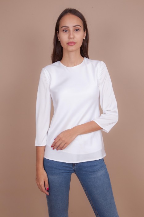 Шелковая блузка белая Шелковая блузка срукавом "три четверти"