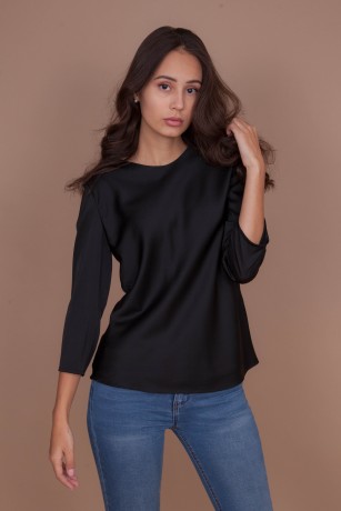 Шелковая блузка Черная