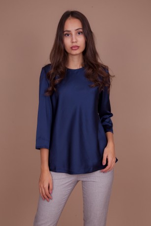 Шелковая блузка синяя