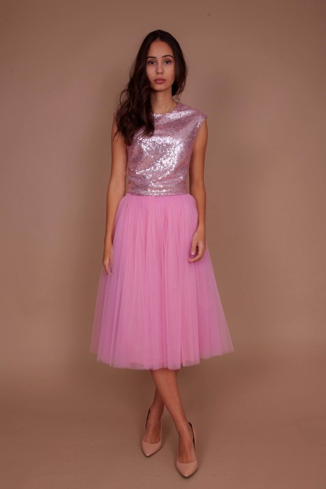 Насыщенно розовая юбка на талию 60-75 см 