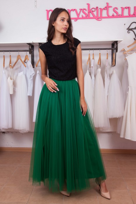 юбка макси зеленая на талию 66-75 Свадебная юбка в пол