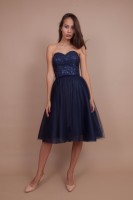 Корсетное платье с фатиновой юбкой "Черно-синее"  